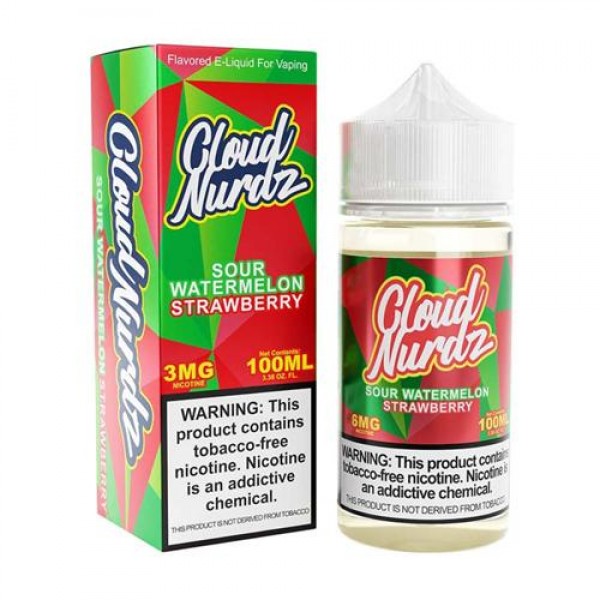 Sour Watermelon Strawberry 100ml Synthetic Nic Vape Juice - Cloud Nurdz