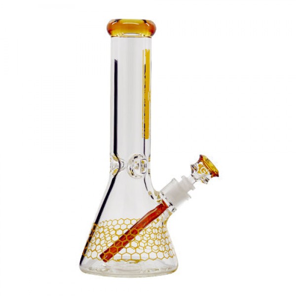 Diamond Glass 12" Dalmont Beaker Bong w- Hive Accents (9mm Thick) Default Title