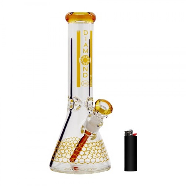 Diamond Glass 12" Dalmont Beaker Bong w- Hive Accents (9mm Thick) Default Title