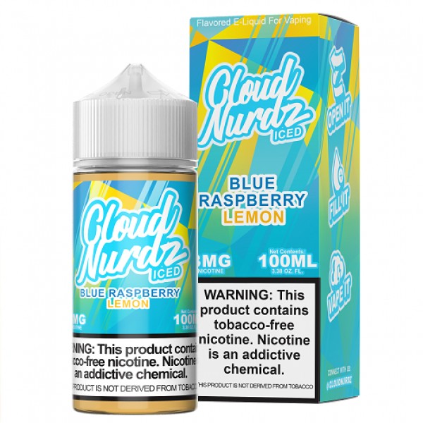 Cloud Nurdz Synthetic Nicotine Iced Blue Raspberry Lemon 100ml Vape Juice