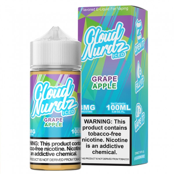 Cloud Nurdz Synthetic Nicotine Iced Grape Apple 100ml Vape Juice