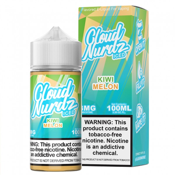 Cloud Nurdz Synthetic Nicotine Iced Kiwi Melon 100ml Vape Juice