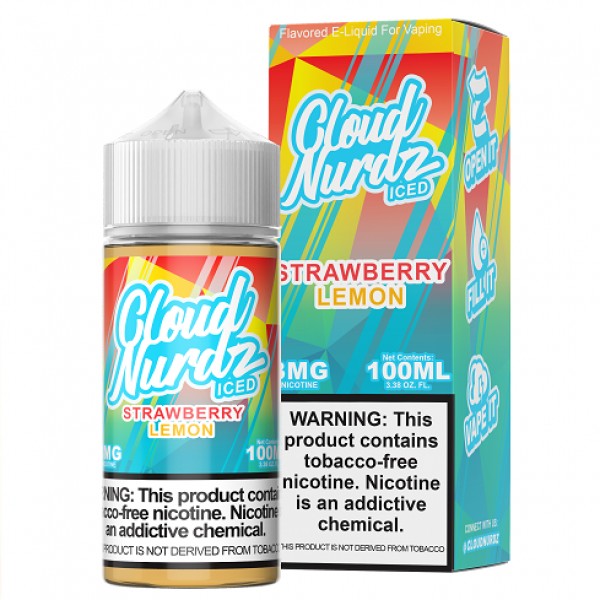 Cloud Nurdz Synthetic Nicotine Iced Strawberry Lemon 100ml Vape Juice