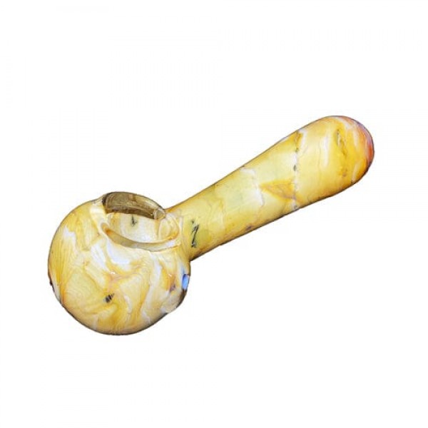 Handmade Glass Hand Pipe w- Marbled Glass Work