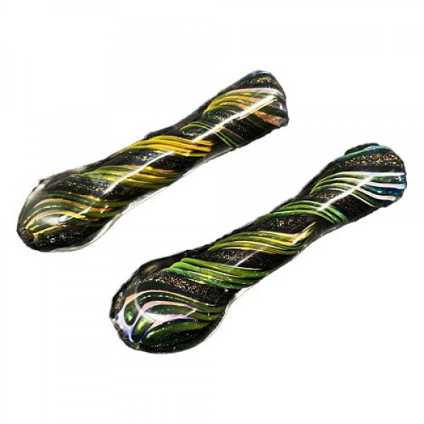 Handmade Glass Chillum w- Dichro Sprial Accents