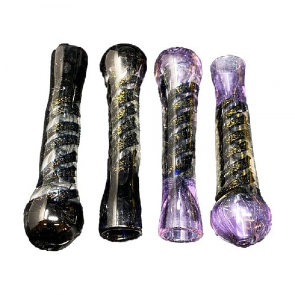 Black-Purple Handmade Glass Chillum w- Dichro Accents