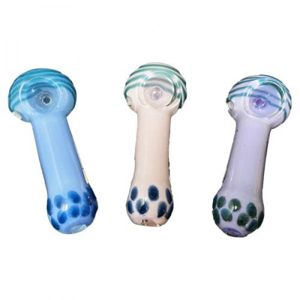 Colored Handmade Glass Hand Pipe w- Boba Tea Accents