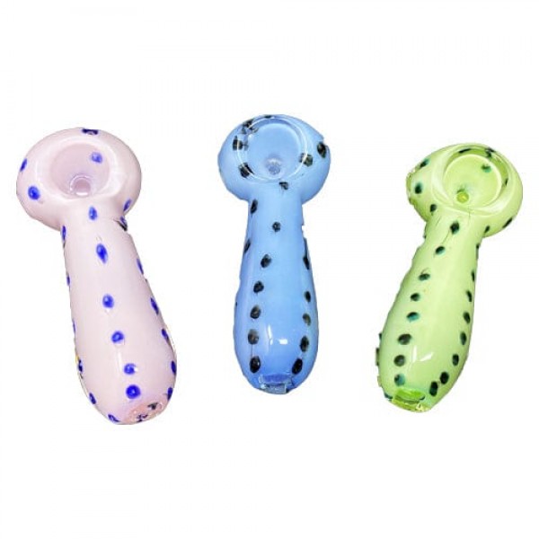 Colored Handmade Glass Hand Pipe w- Polka Dot Accents