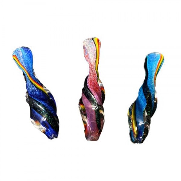 Multi-Color Dichro Handmade Glass Chillum w- Vase Shape
