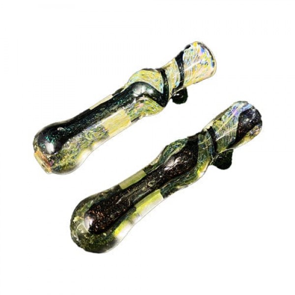 Fumed Handmade Glass Chillum w- Dichro Accents