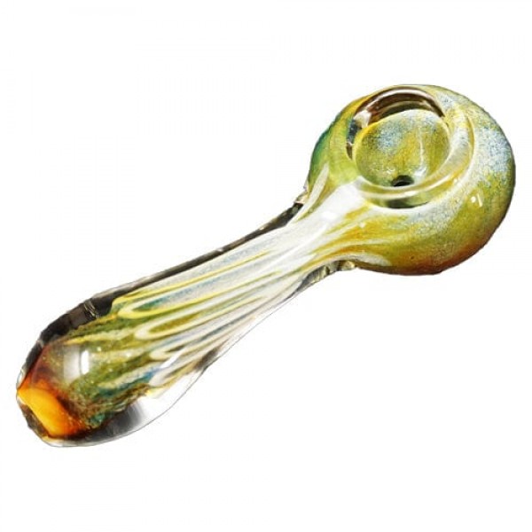 Green Handmade Glass Hand Pipe w- Fumed Accents