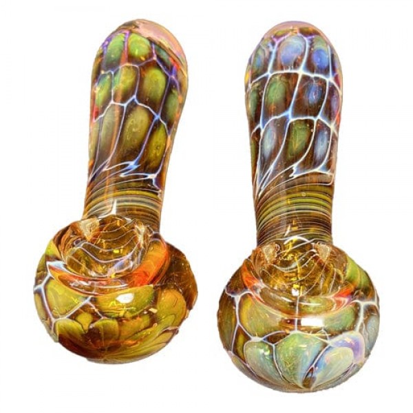 Fumed Handmade Glass Hand Pipe w- Pattern