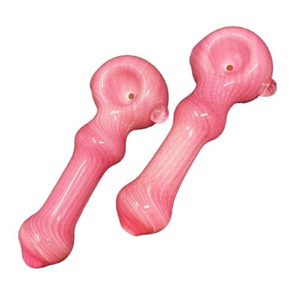 Pink Handmade Glass Hand Pipe w- Marble