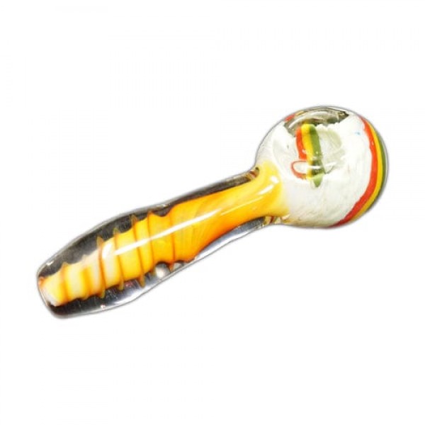 Swirled Handmade Spoon Pipe w- Rasta Accents