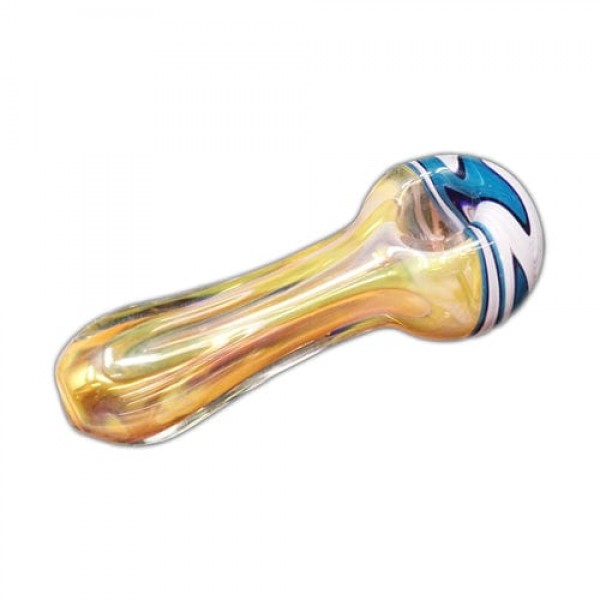 Fumed Handmade Glass Spoon Pipe w- Wig-Wag Accents