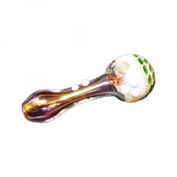 Purple Fumed Handmade Glass Hand Pipe w- Marble Accents