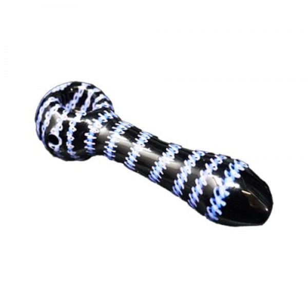 Handmade Glass Hand Pipe w- Stitching Accents