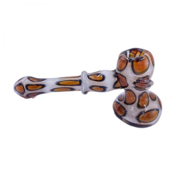 Handmade Glass Hammer Pipe w- Cheetah Print